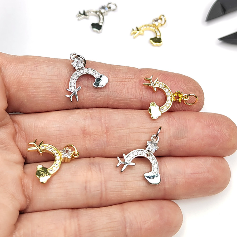 Подвеска Радуга 15 мм с фианитами, штука