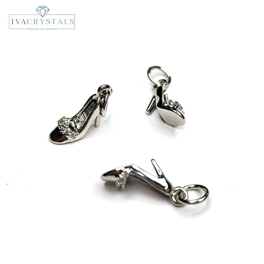 Подвеска Туфелька 13х5 мм, штука покрытие Родий