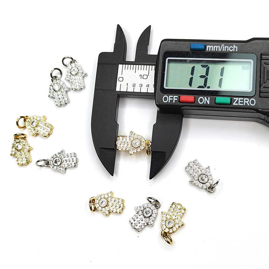 Подвеска Рука Фатимы с фианитами 13х9 мм, штука