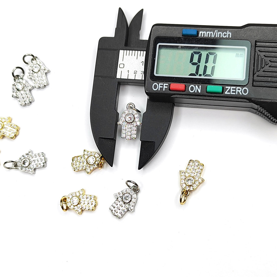 Подвеска Рука Фатимы с фианитами 13х9 мм, штука