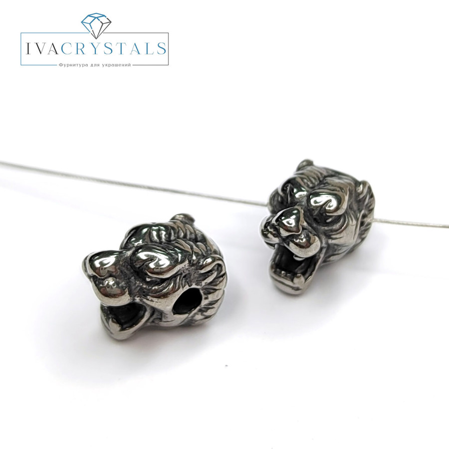 Разделительная бусина Тигр 10 мм, Сталь, штука покрытие Родий