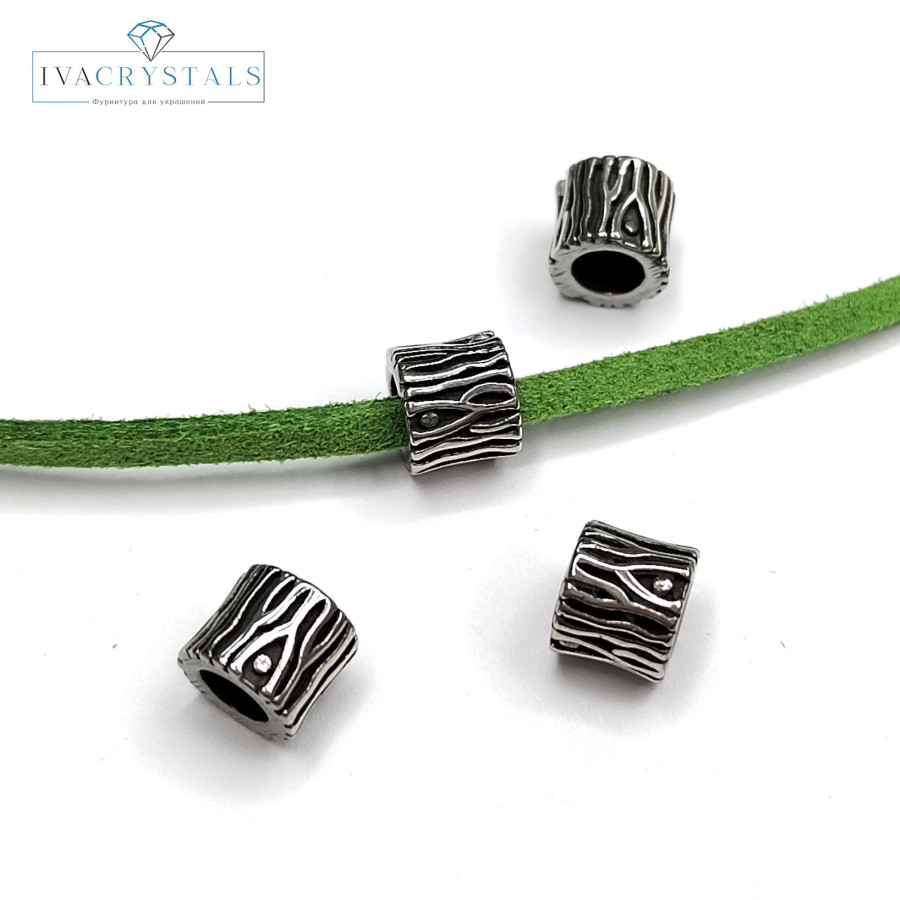 Бусина 6х7 мм разделительная из нержавеющей стали, штука