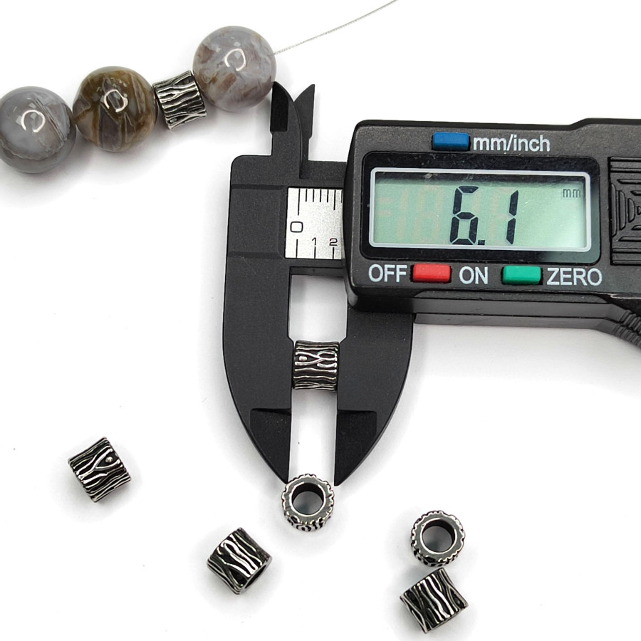 Бусина 6х7 мм разделительная из нержавеющей стали, штука