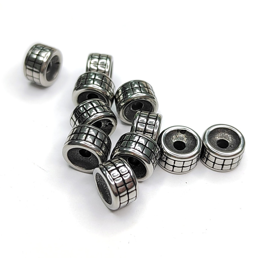 Бусина 8х5 мм разделительная из нержавеющей стали, штука