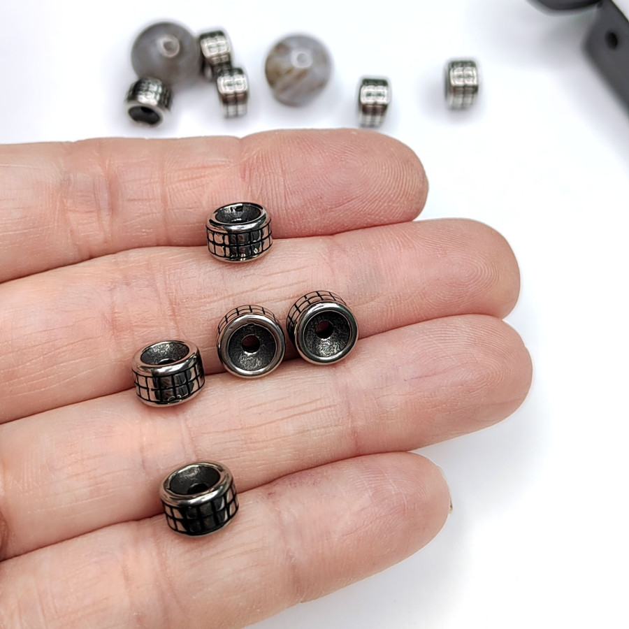 Бусина 8х5 мм разделительная из нержавеющей стали, штука