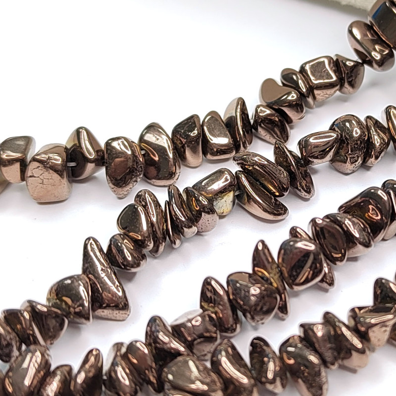 Гематит Крошка 6-10 мм, цвет Шоколад, нить 42 см