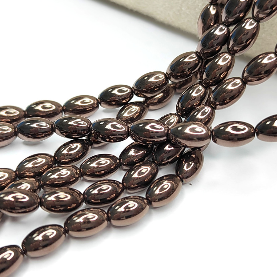 Гематит Рис 8х5 мм, цвет Шоколад, нить 40 см