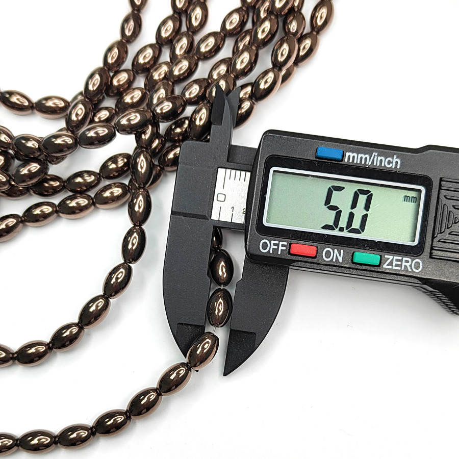 Гематит Рис 8х5 мм, цвет Шоколад, нить 40 см