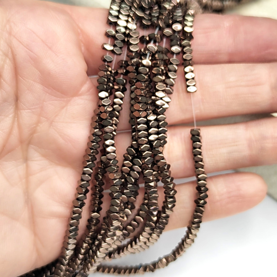 Гематит рондели 3х2 мм, цвет Шоколад, нить 40 см