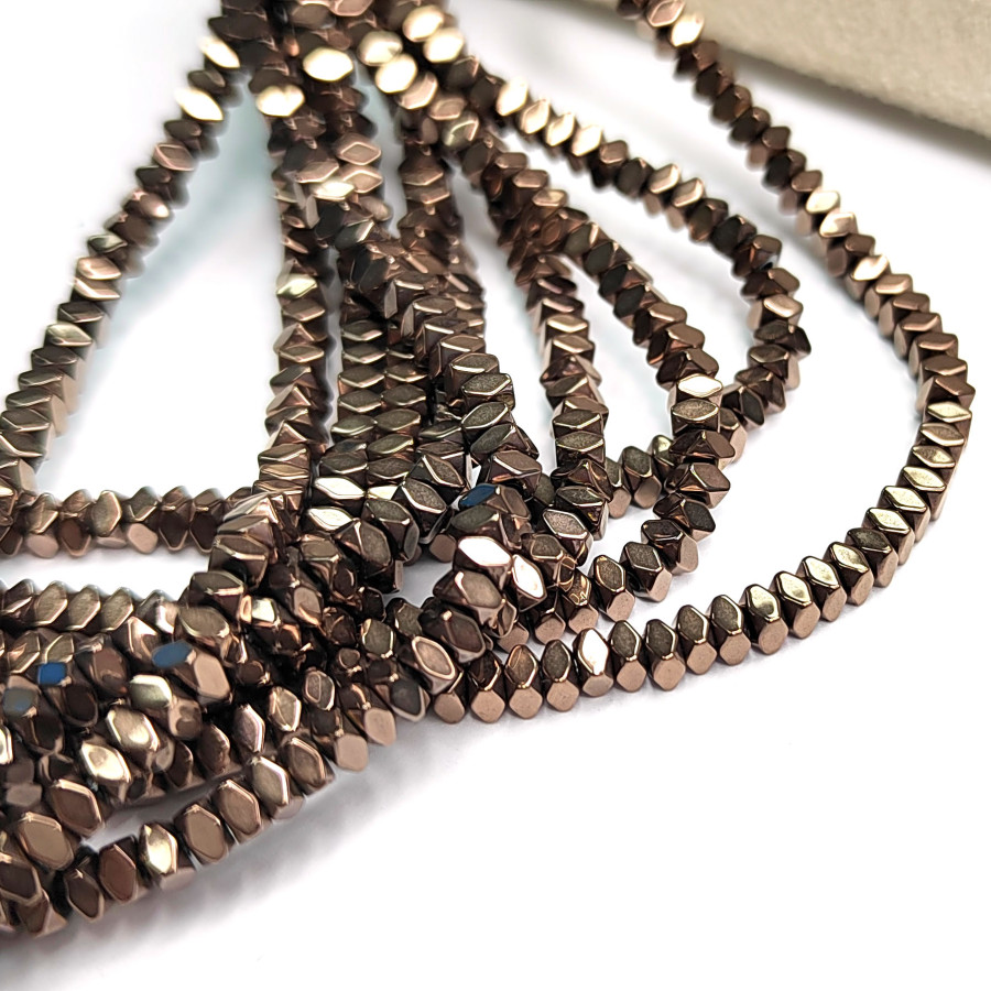Гематит рондели 3х2 мм, цвет Шоколад, нить 40 см