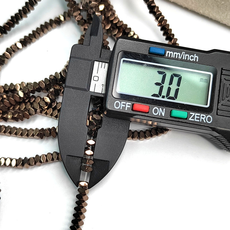 Гематит рондели 3х2 мм, цвет Шоколад, нить 40 см