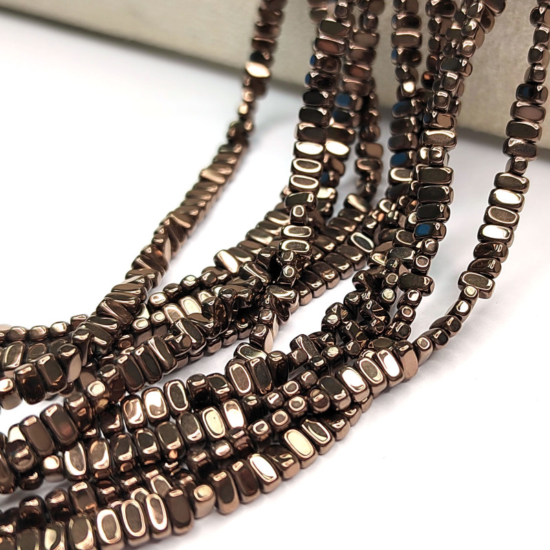 Гематит цвет Шоколад, Прямоугольные бусины 4х2 мм, нить 40 см
