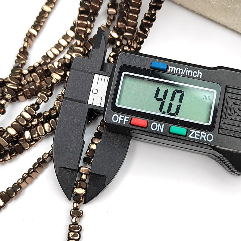 Гематит цвет Шоколад, Прямоугольные бусины 4х2 мм, нить 40 см