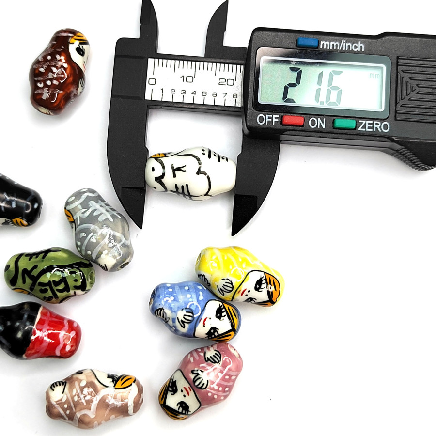 Керамическая бусина Матрёшка 21х13 мм, штука