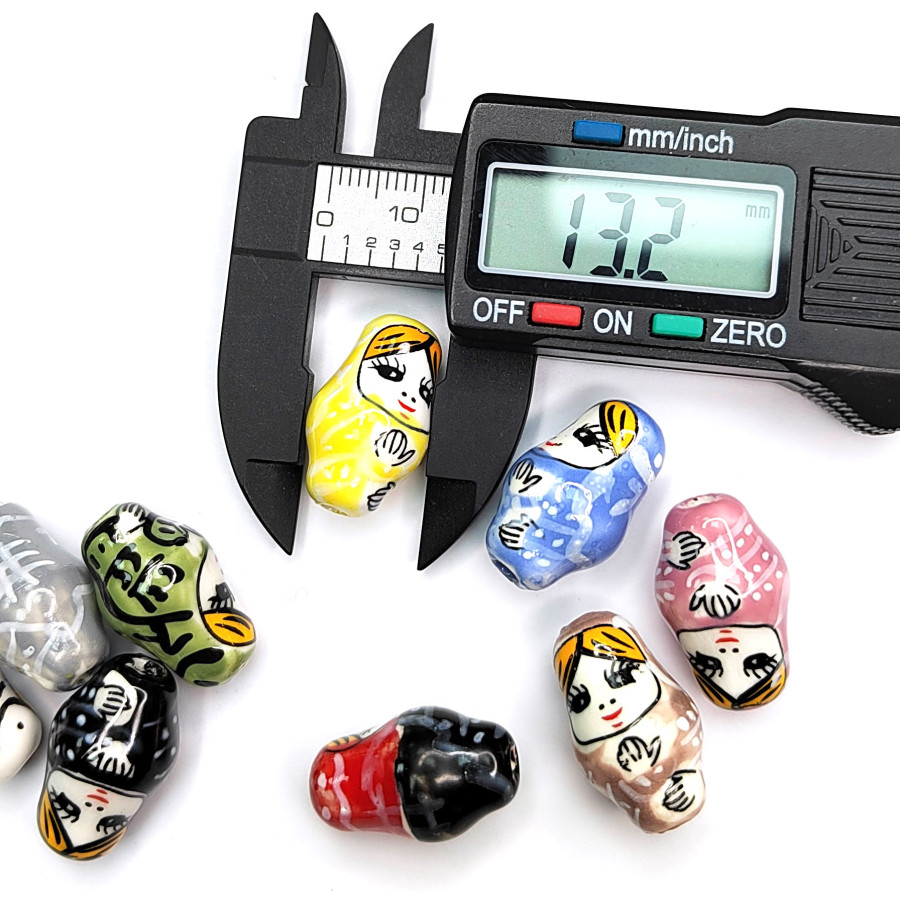 Керамическая бусина Матрёшка 21х13 мм, штука