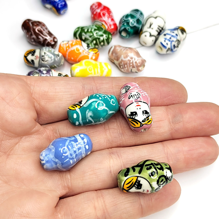 Керамическая бусина Матрёшка 21х13 мм, штука