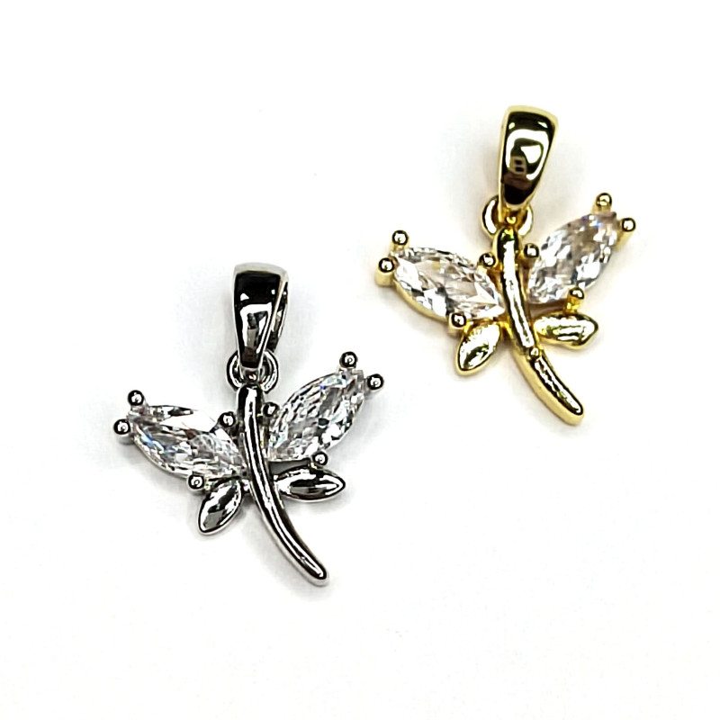 Подвеска 17х14 мм Стрекоза с фианитами, штука