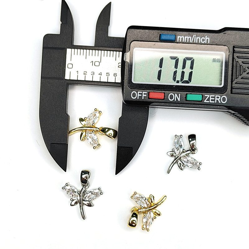 Подвеска 17х14 мм Стрекоза с фианитами, штука