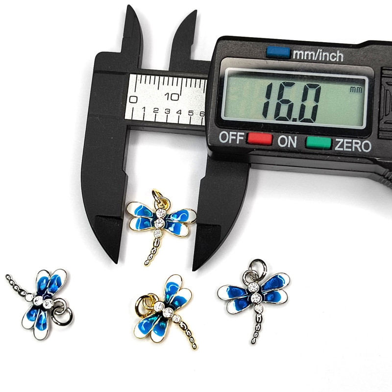 Подвеска Стрекоза с голубой эмалью 16х15 мм, штука