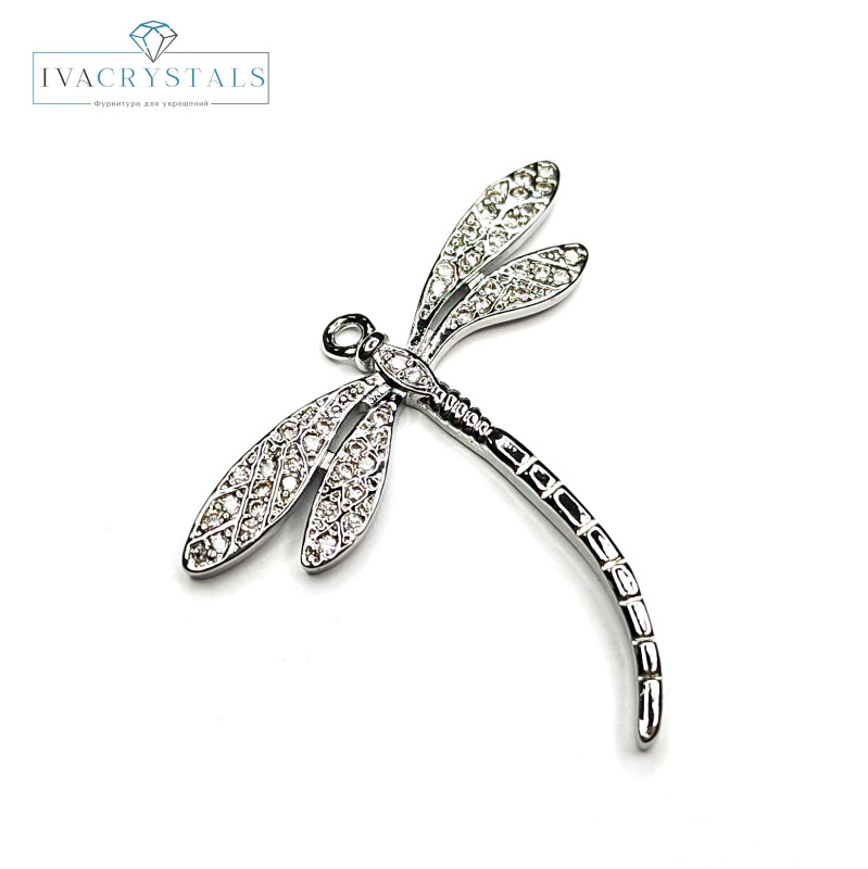 Подвеска Стрекоза 33х35 мм с фианитами, штука
