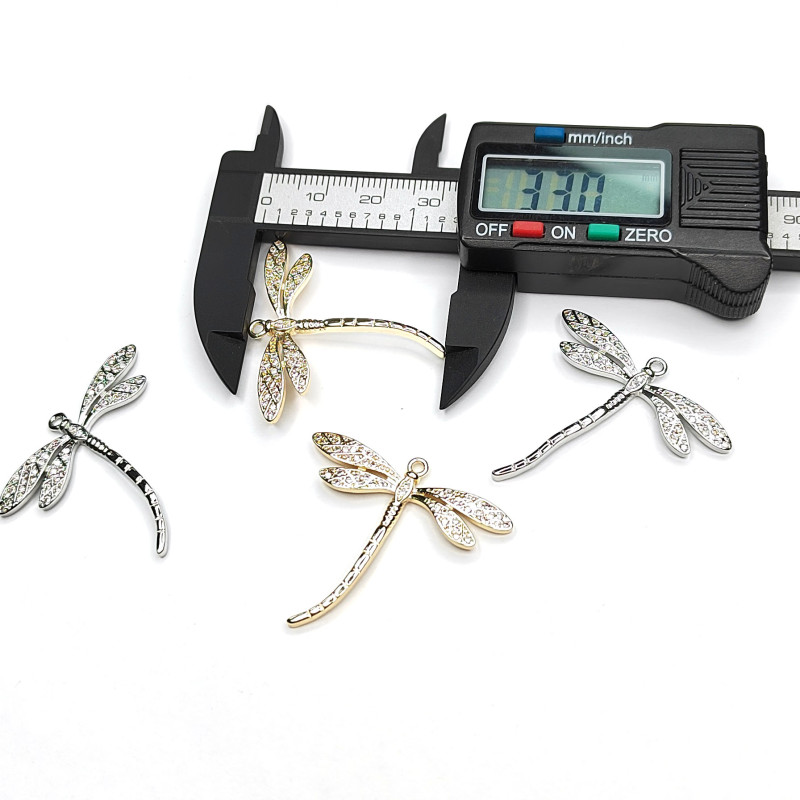 Подвеска Стрекоза 33х35 мм с фианитами, штука