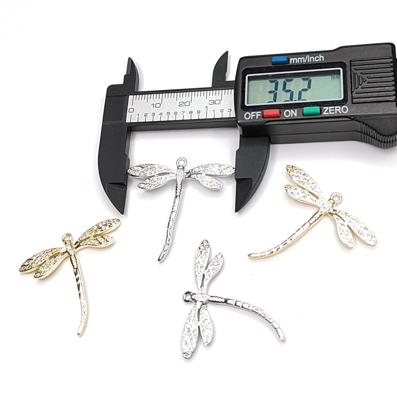 Подвеска Стрекоза 33х35 мм с фианитами, штука