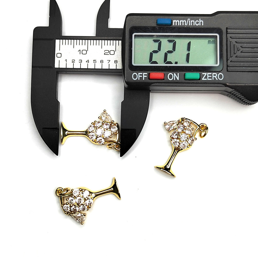 Подвеска Фужер 22х13 мм с фианитами в позолоченном покрытии, штука