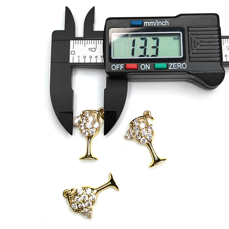 Подвеска Фужер 22х13 мм с фианитами в позолоченном покрытии, штука