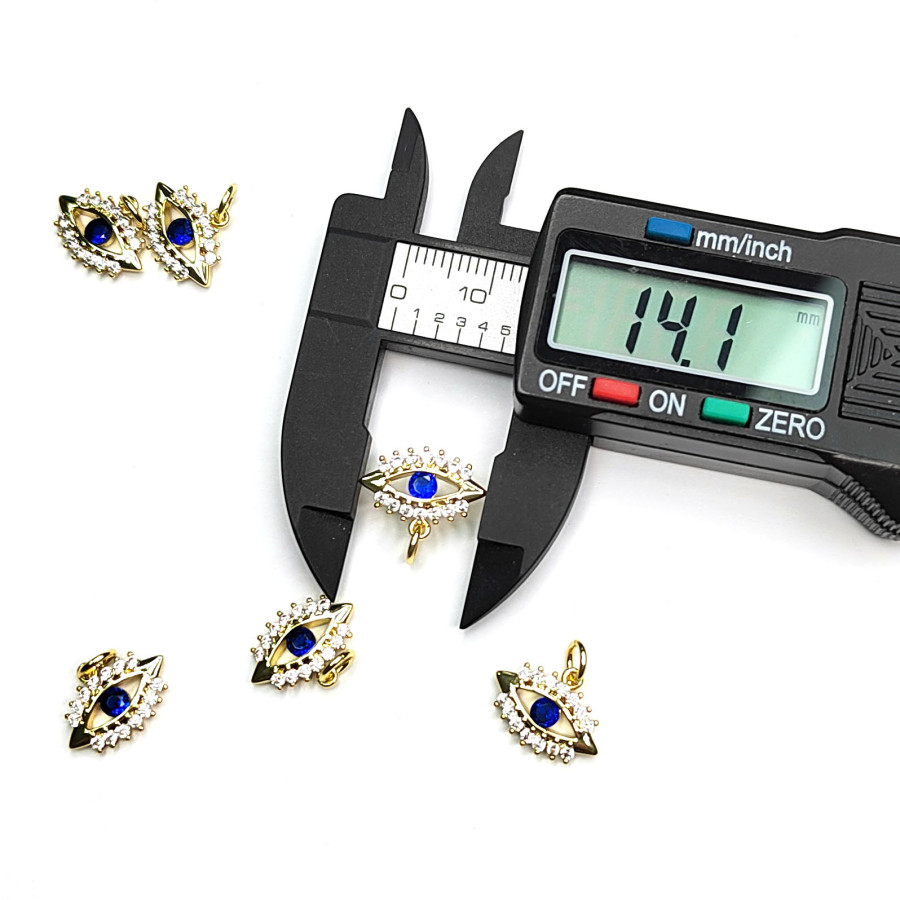 Подвеска Глаз 14х10 мм с синим фианитом, штука