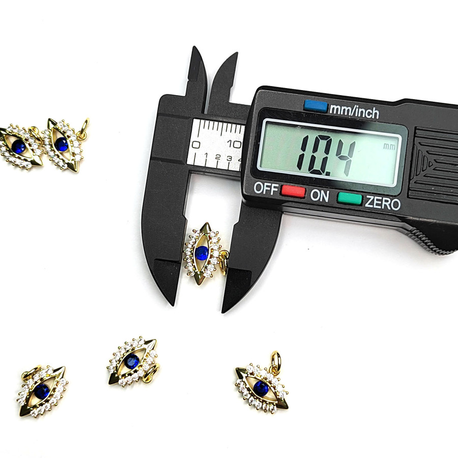 Подвеска Глаз 14х10 мм с синим фианитом, штука