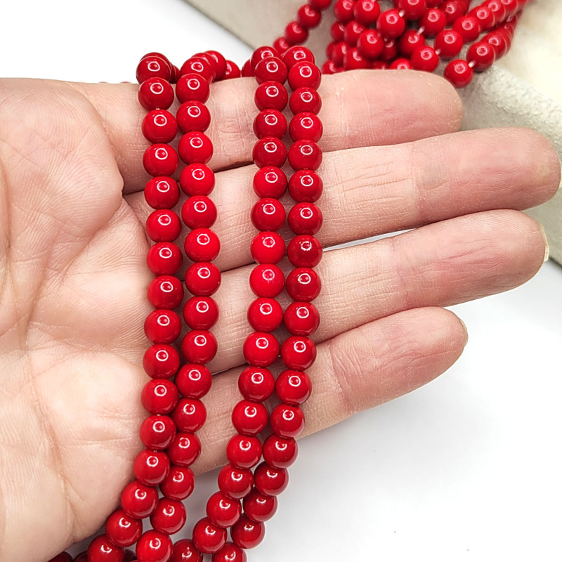 Майорка Стеклянный жемчуг цвет Красный, нить 40 см