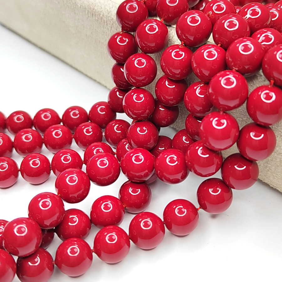 Майорка Стеклянный жемчуг цвет Красный, нить 40 см