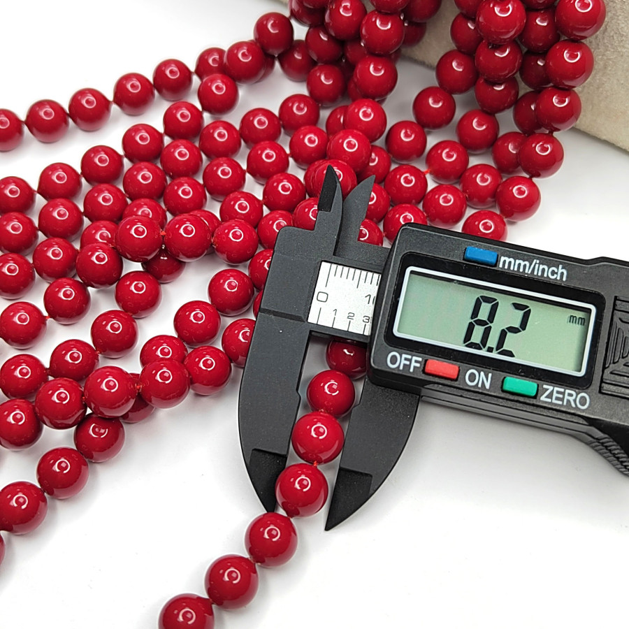 Майорка Стеклянный жемчуг цвет Красный, нить 40 см 8 мм