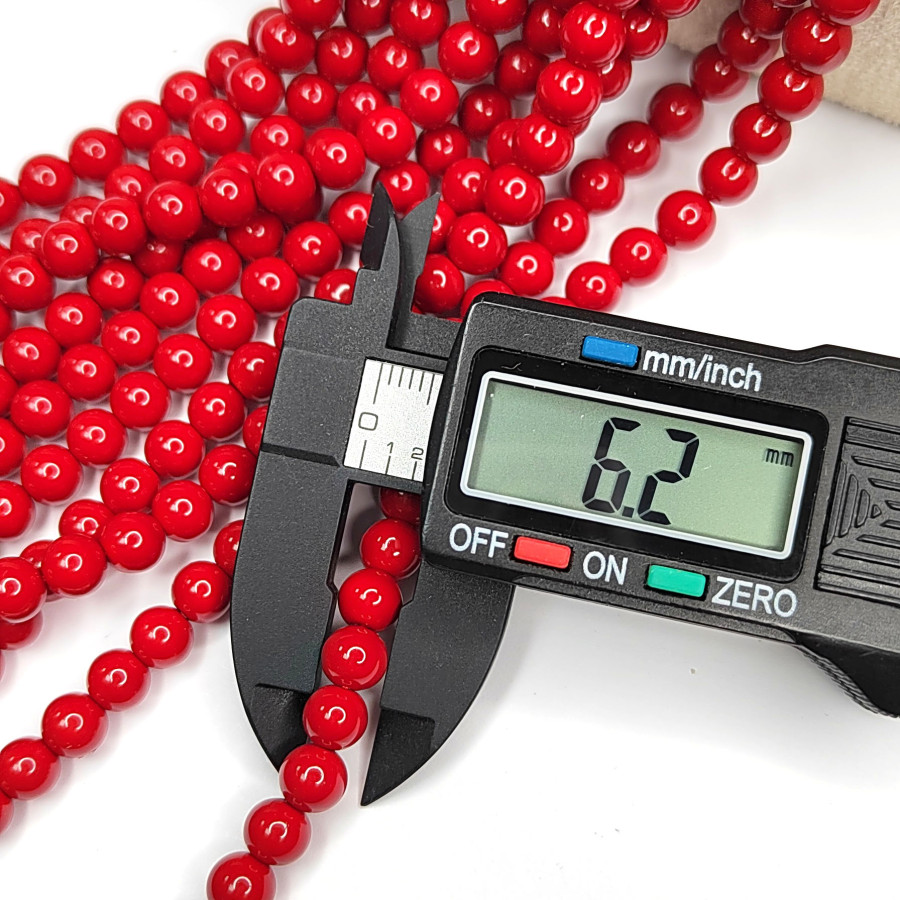 Майорка Стеклянный жемчуг цвет Красный, нить 40 см 6 мм