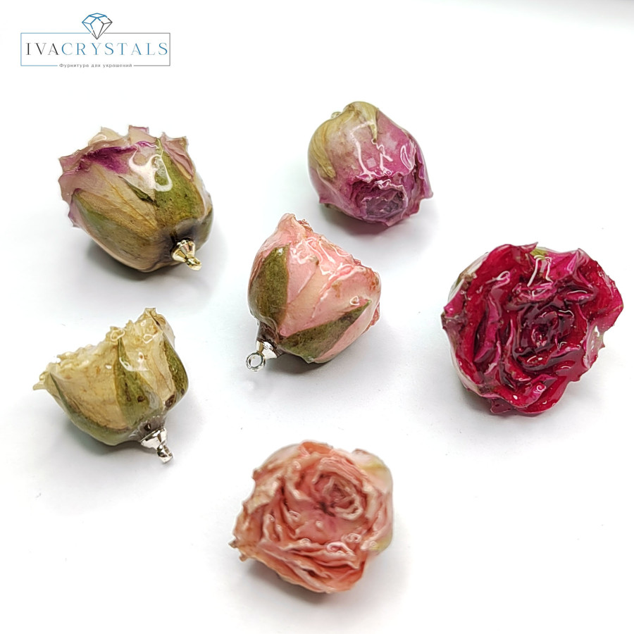 Подвеска Розочка 20 мм натуральная в смоле, штука