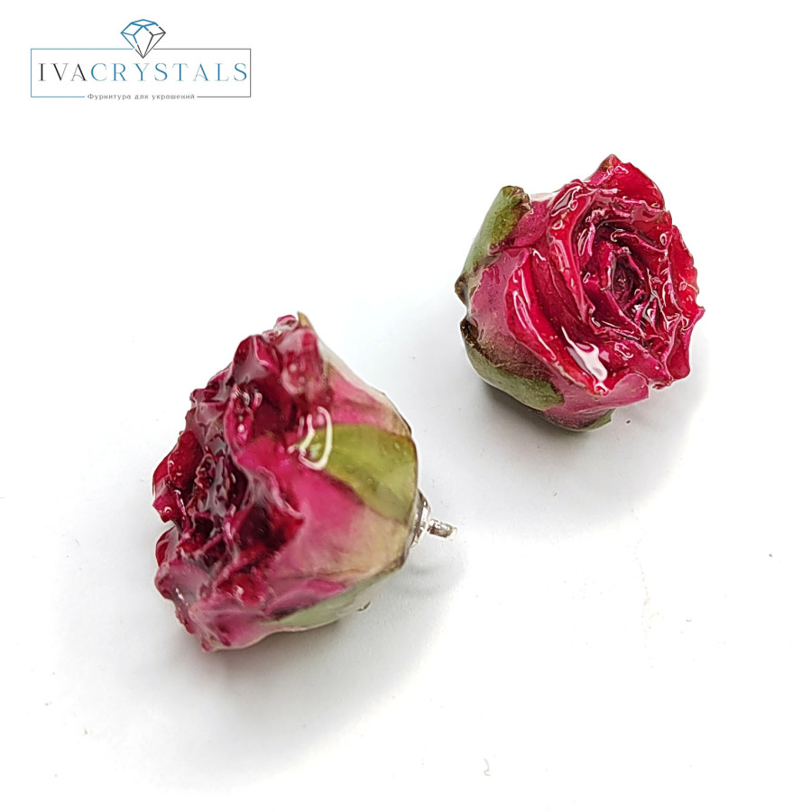Подвеска Розочка 20 мм натуральная в смоле, штука Бордовая