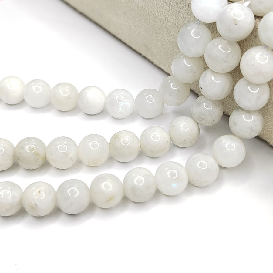 10 мм Лунный камень натуральный, нить 38-39 см