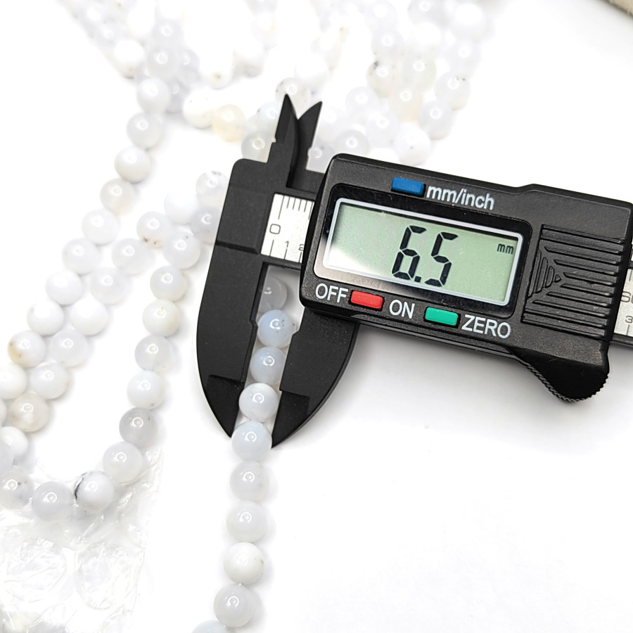 Голубой агат (сапфирин) 6,5 мм, натуральный камень, нить 38-39 см