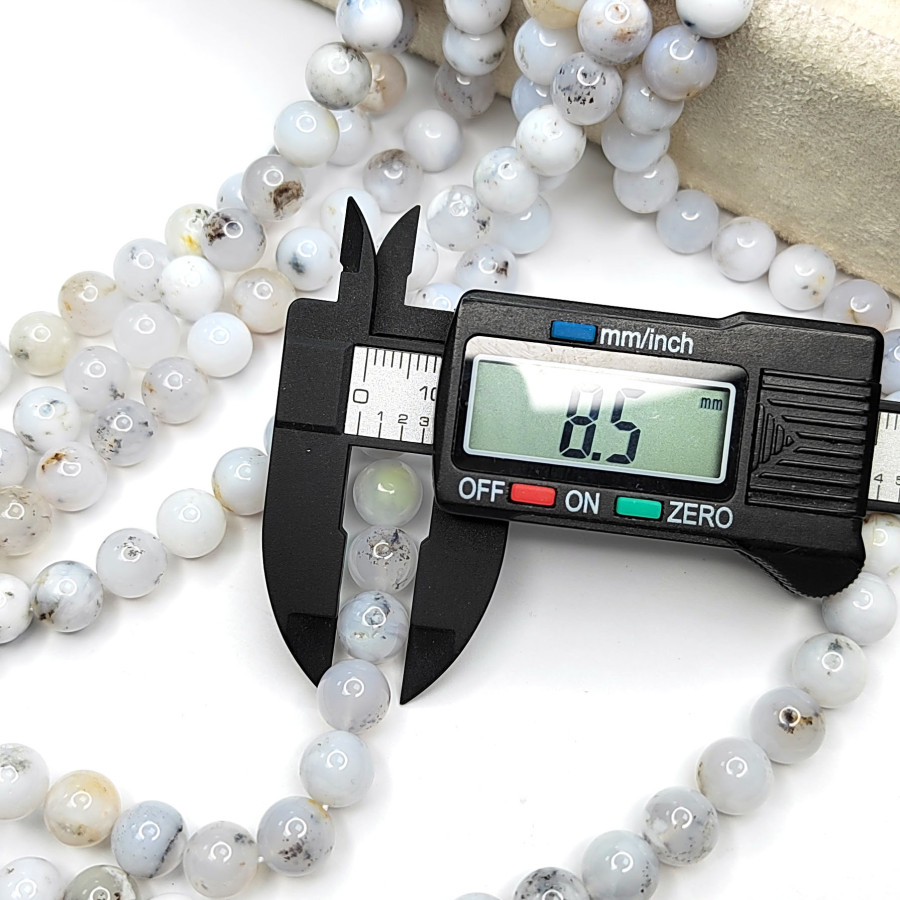 Голубой агат (сапфирин) 8,5 мм, натуральный камень, нить 39 см