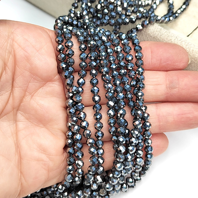 Терагерц камень 4 мм, Огранка, НИТЬ 39 см