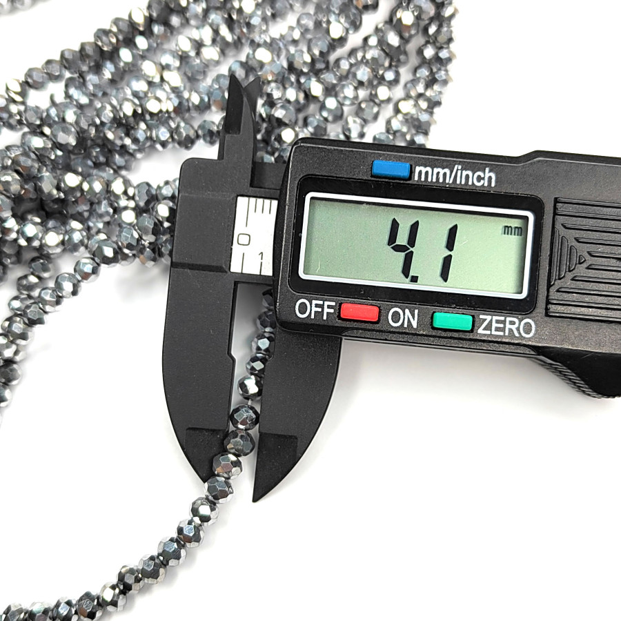 Рондели серебристые, стекло с гальваническим покрытием. Огранка, нить 38-40 см