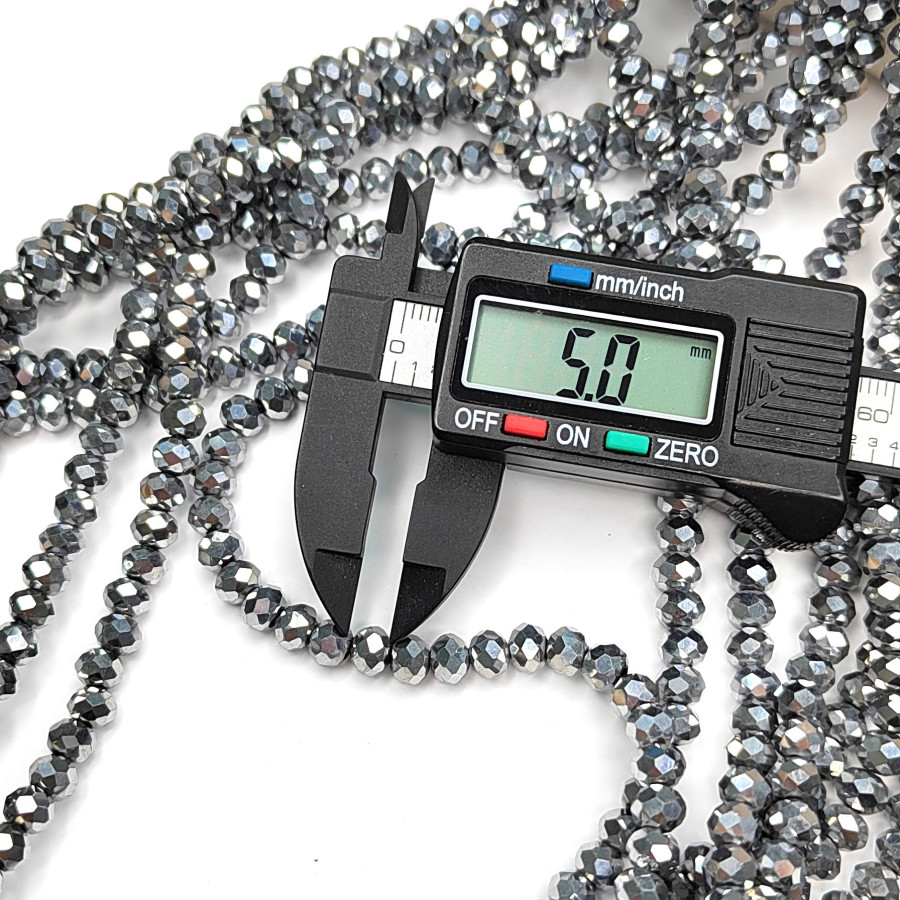 Рондели серебристые, стекло с гальваническим покрытием. Огранка, нить 38-40 см