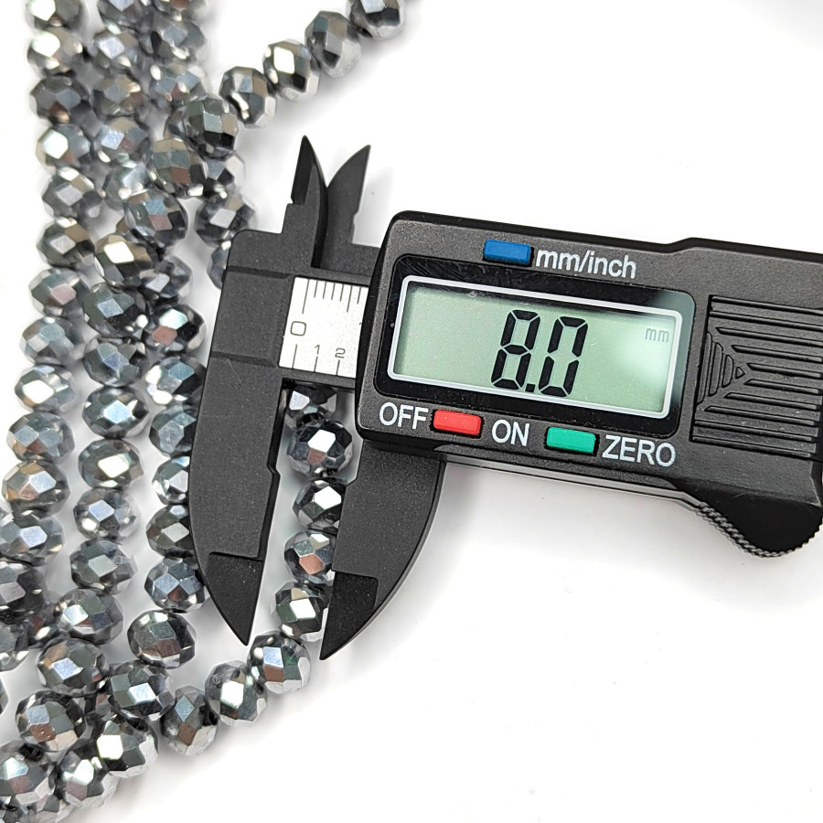 Рондели серебристые, стекло с гальваническим покрытием. Огранка, нить 38-40 см