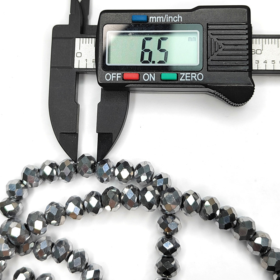 Рондели серебристые, стекло с гальваническим покрытием. Огранка, нить 38-40 см