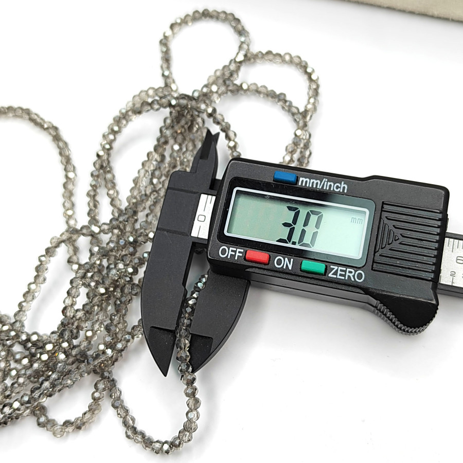 3х2,5 мм Рондели серые / серебристые стекло, НИТЬ 38-39 см