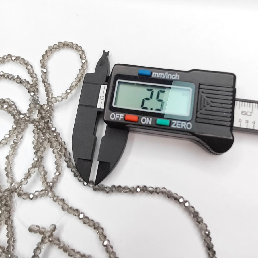 3х2,5 мм Рондели серые / серебристые стекло, НИТЬ 38-39 см