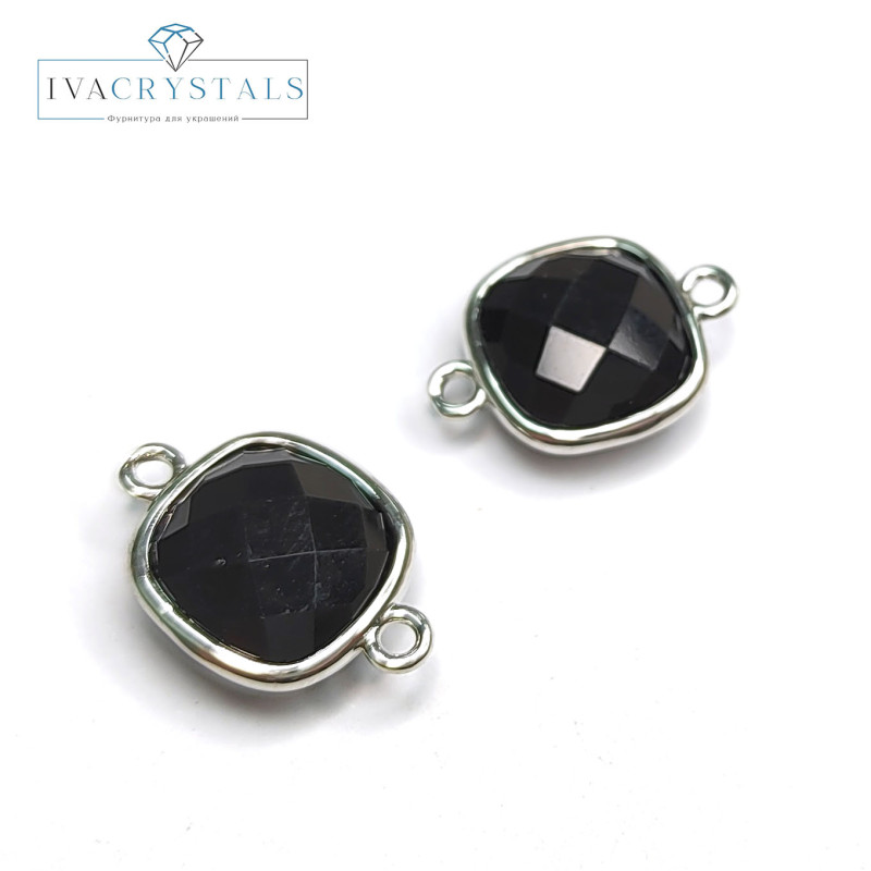 Квадратный коннектор с ониксом 18х13 мм, штука