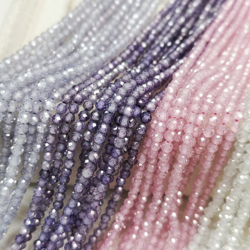 Циркон огранка 3 мм Розовый, НИТЬ 38 см копия №1765464605