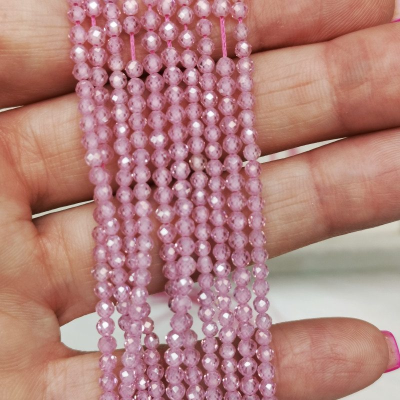 Циркон огранка 3 мм Розовый, НИТЬ 38 см копия №1765464605