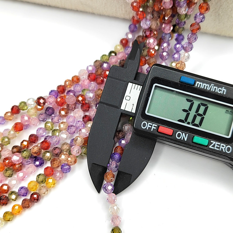 Цирконы огранка 3,8 мм цвет Микс, НИТЬ 36-37 см